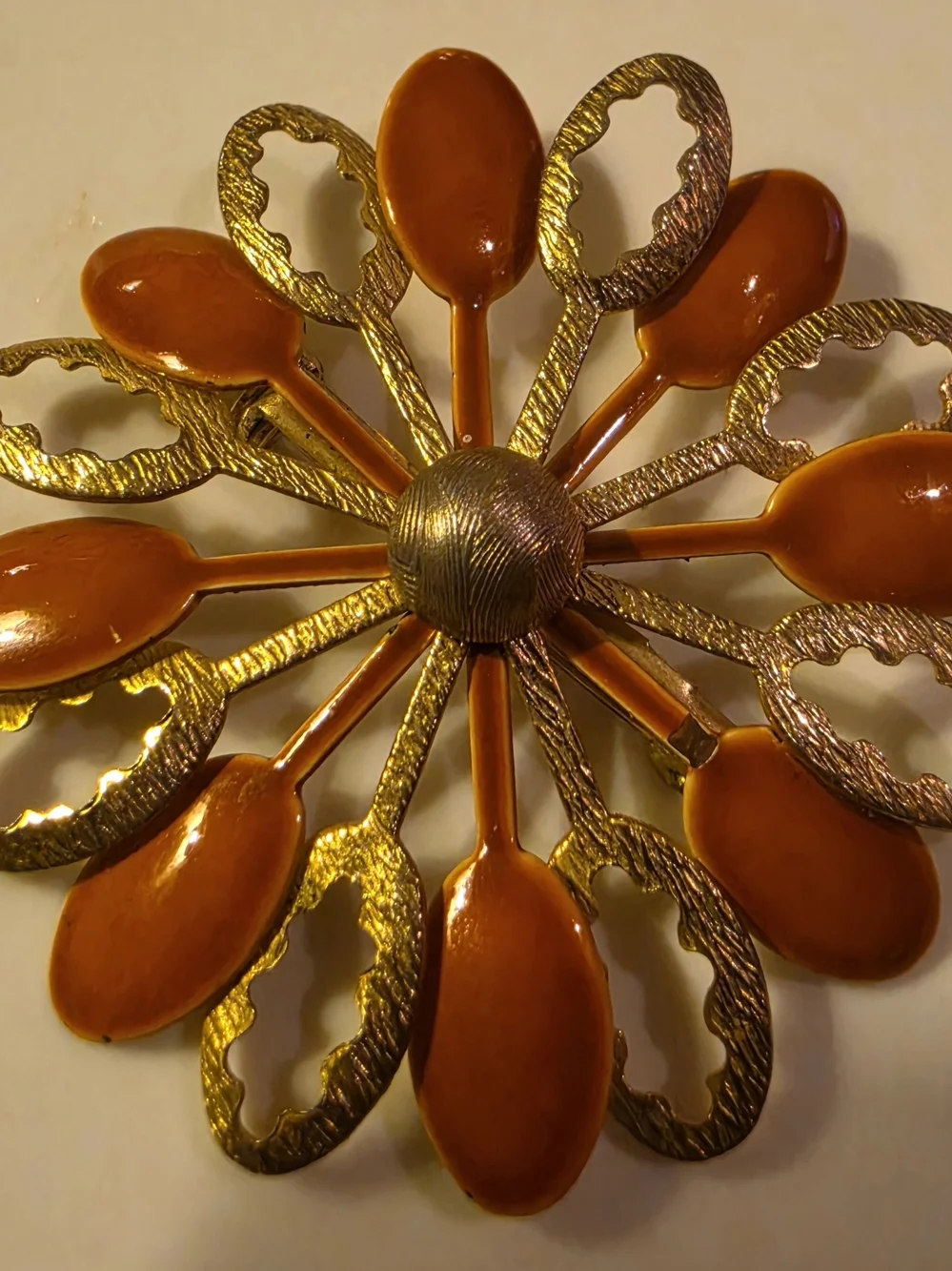 Vintage Mid-century Modern Enamel Flower Brooch